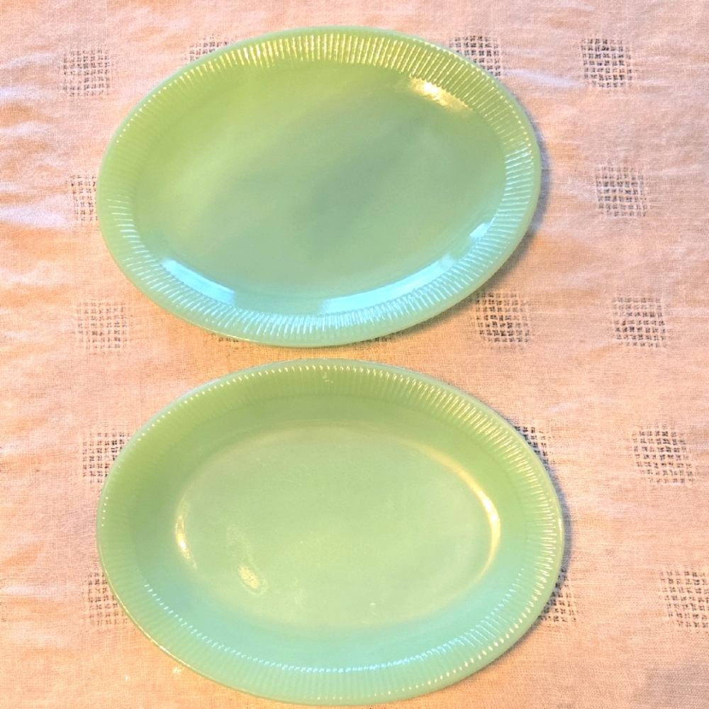 Jadeite Fire King Oval Plate Set Of 2